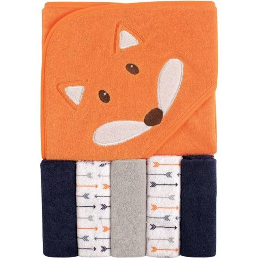 Baby Hooded Towel + 5 Washcloths NWT